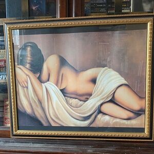 Elegant Nude Art Print with Gold Frame